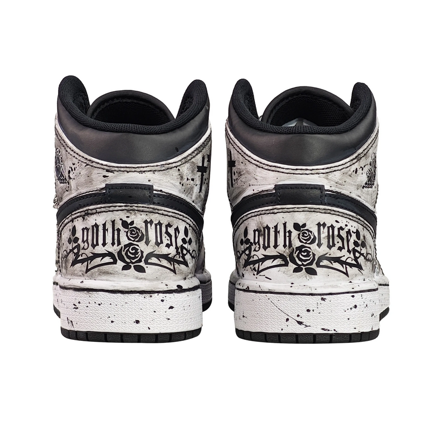 Custom Air Jordan 1 Grey Black Graffiti Crosses High