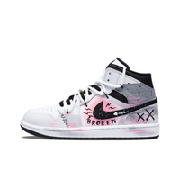 Custom Air Jordan 1 Grey White Black Pink Graffiti