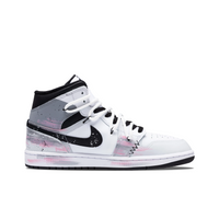 Custom Air Jordan 1 Grey White Black Pink Graffiti