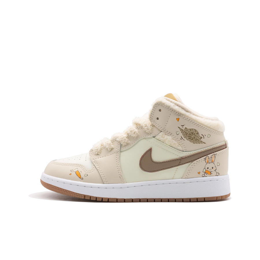 Custom Air Jordan 1 Milky Brown Rabbit And Carrot Cartoon