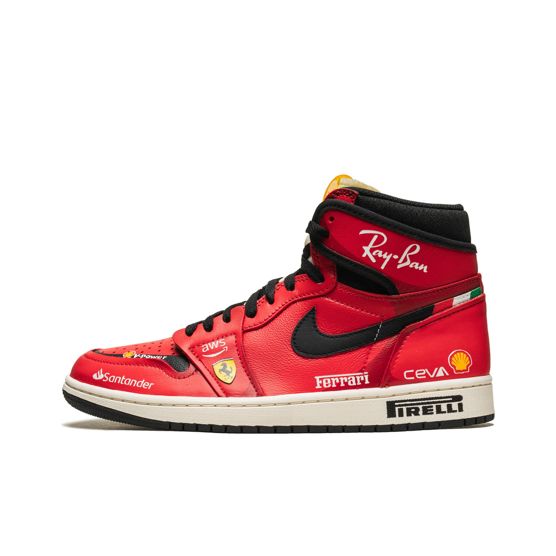 Custom Air Jordan 1 Flame Red Black High With Logos