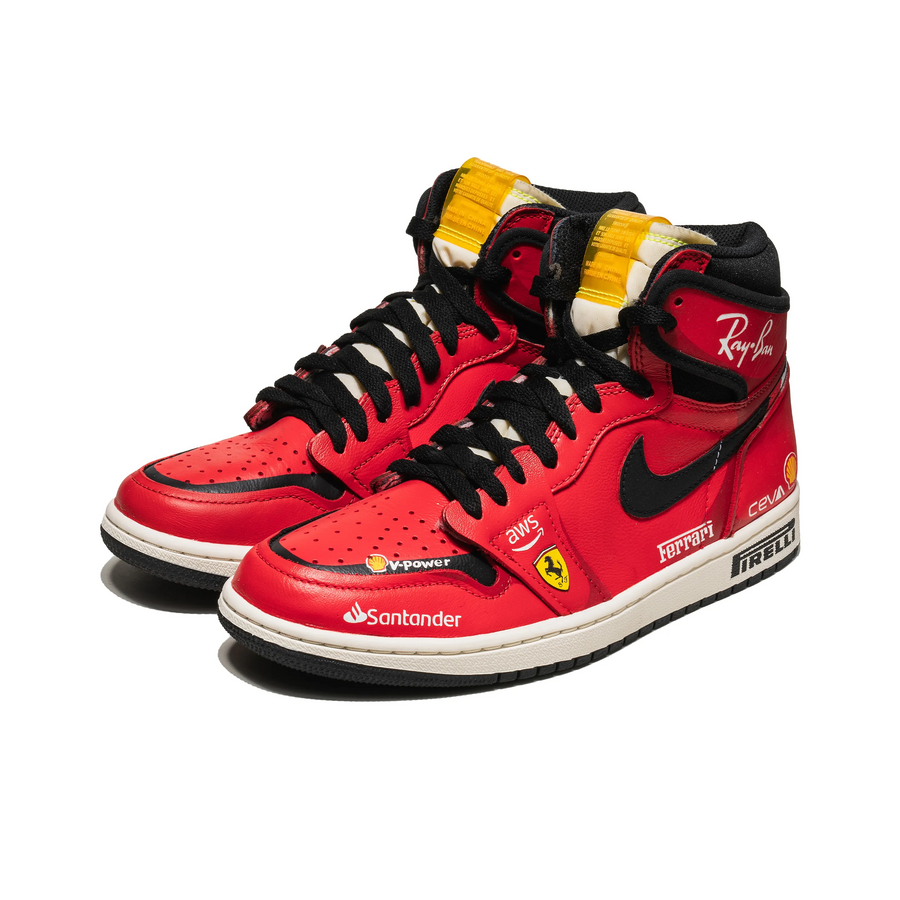 Custom Air Jordan 1 Flame Red Black High With Logos