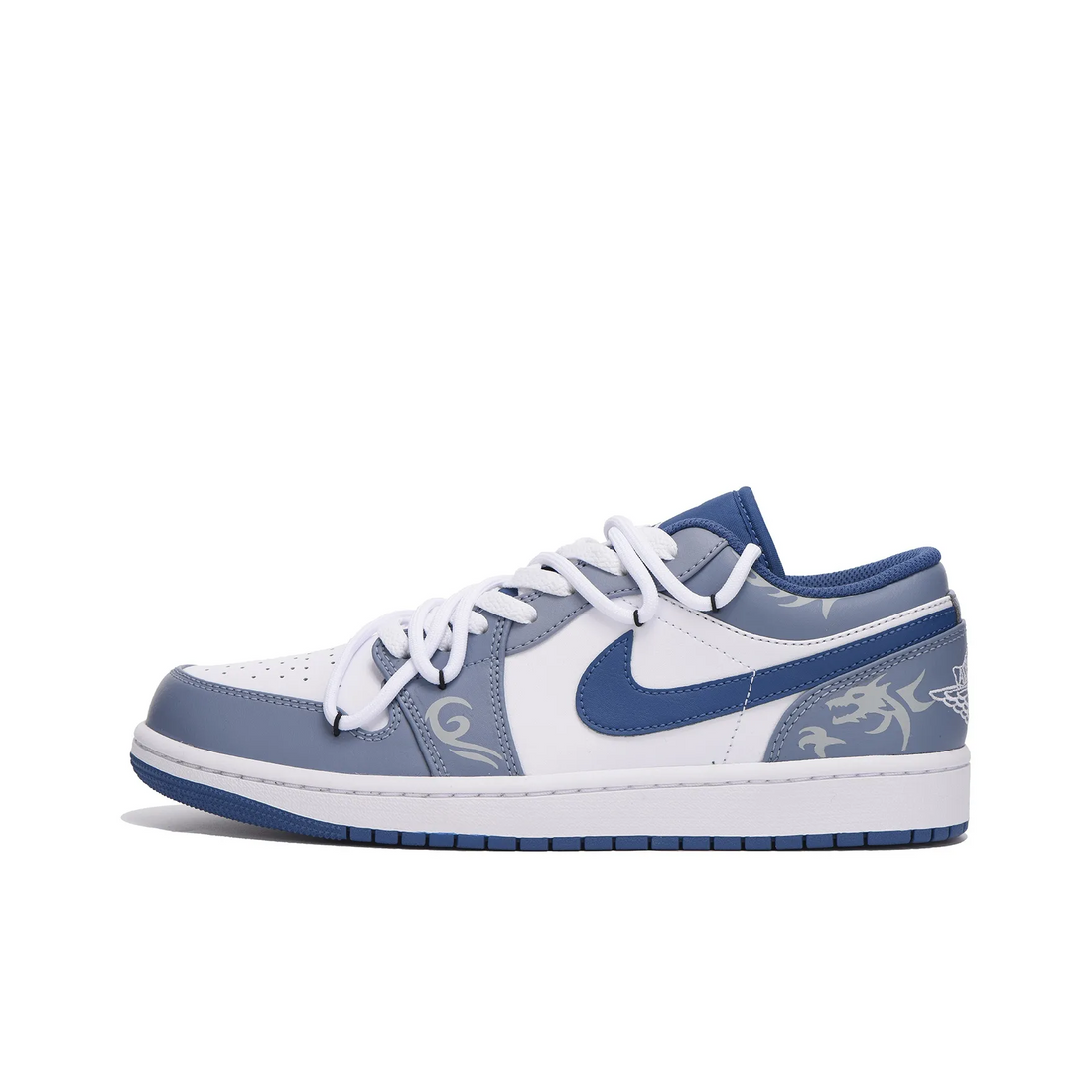 Custom Air Jordan 1 Blue White Grey Dragon Low