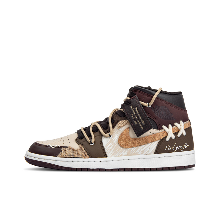 Custom Air Jordan 1 Chocolate Khaki Log Swoosh