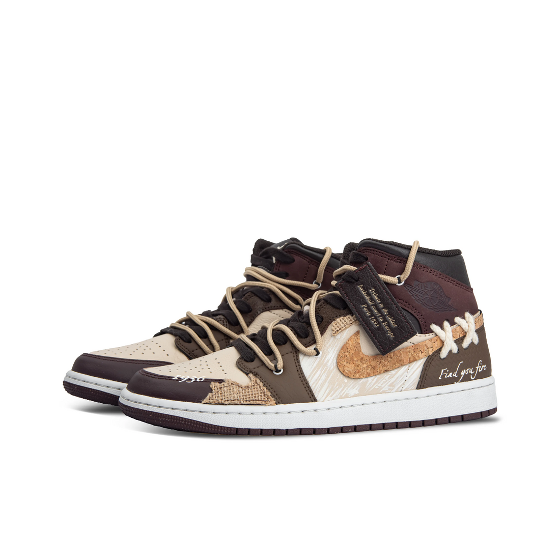 Custom Air Jordan 1 Chocolate Khaki Log Swoosh