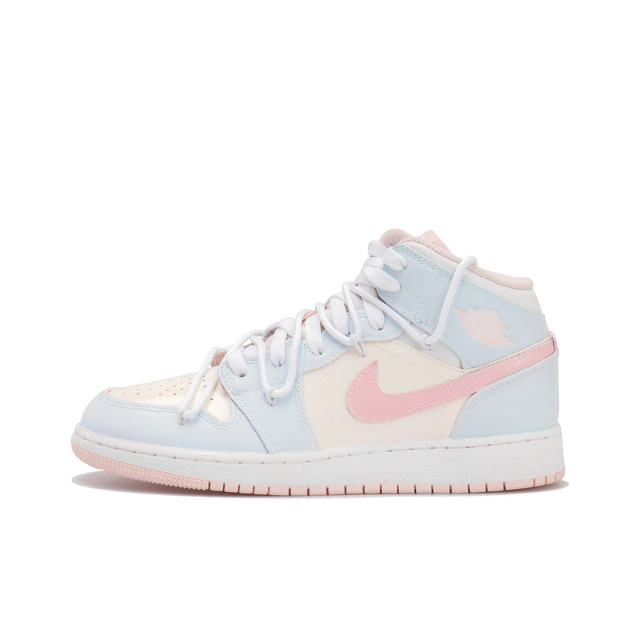 Custom Air Jordan 1 Light Beige Blue Pink