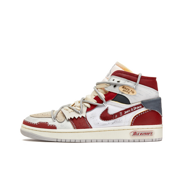 Custom Air Jordan 1 Red White Beige Tailoring Style