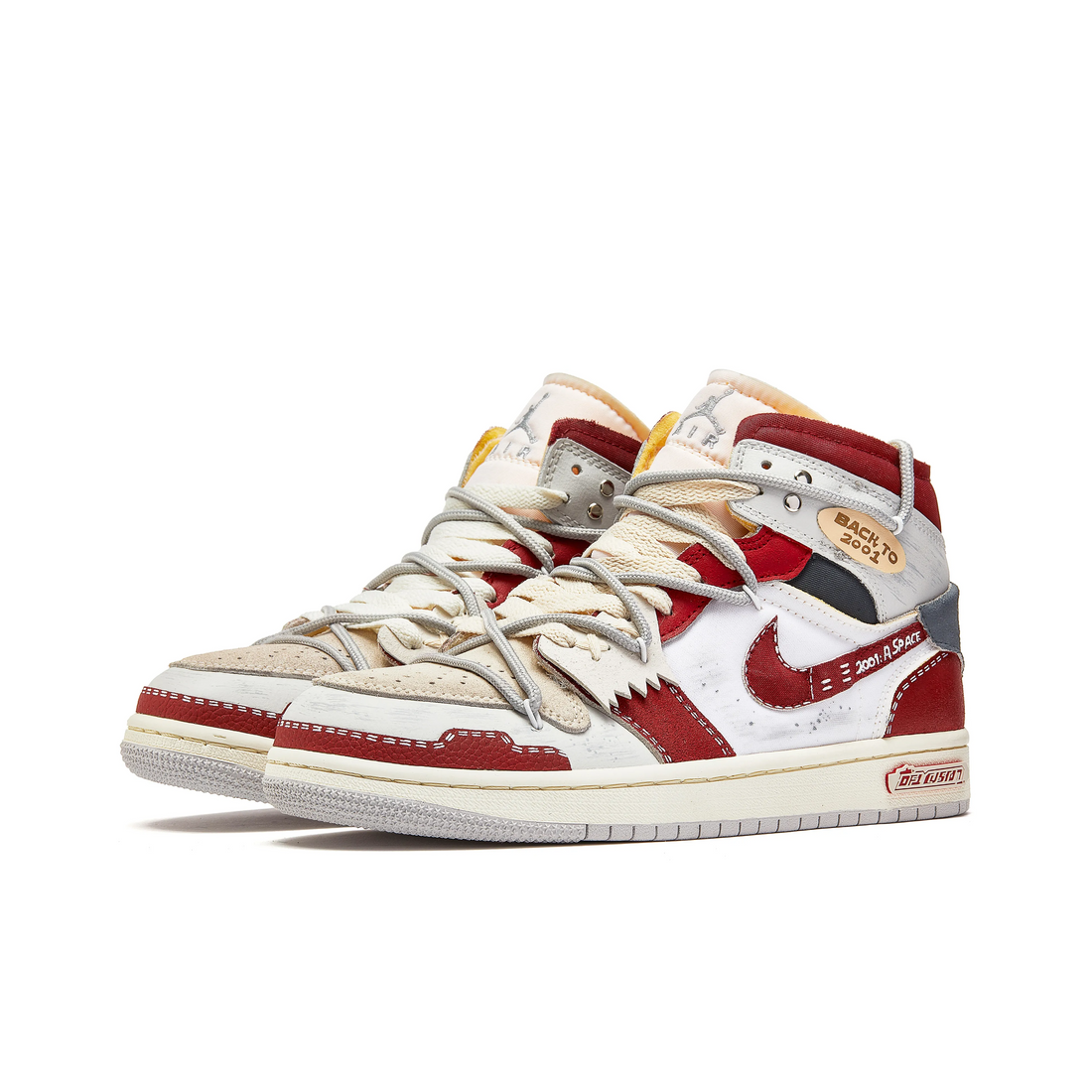 Custom Air Jordan 1 Red White Beige Tailoring Style