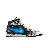 Custom Air Jordan 1 Black Blue Flame Swoosh