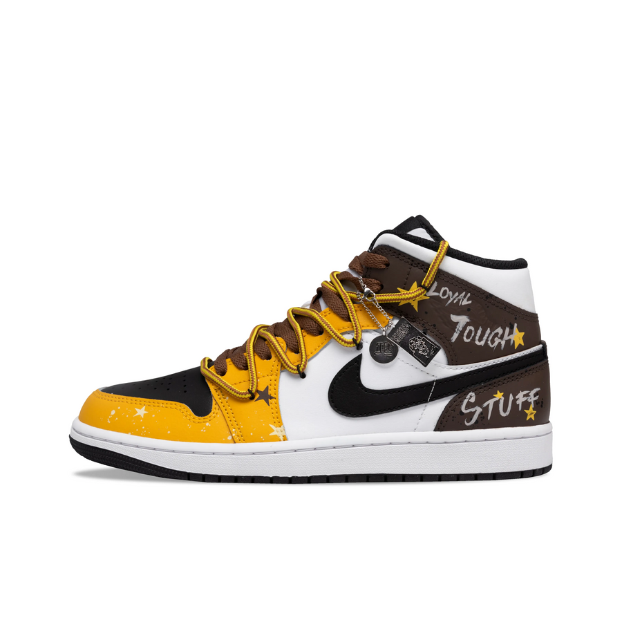 Custom Air Jordan 1 Yellow Black Chocolate With Stars