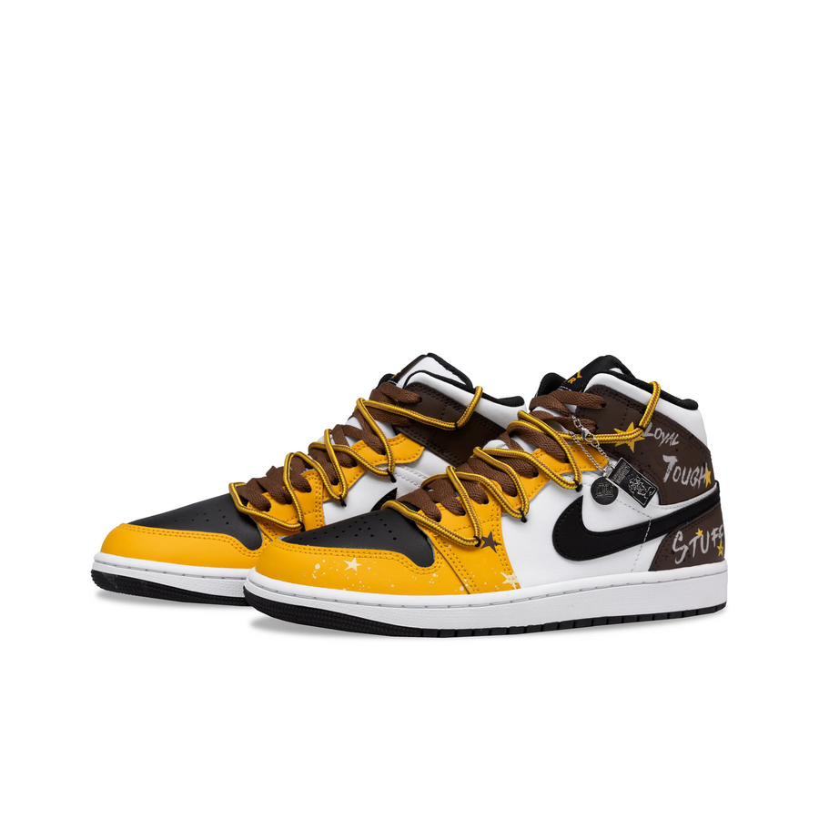 Custom Air Jordan 1 Yellow Black Chocolate With Stars