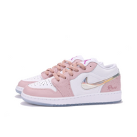 Custom Air Jordan 1 Pink White Jelly Swoosh Low