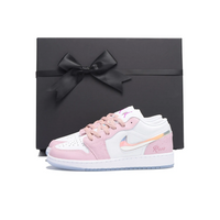 Custom Air Jordan 1 Pink White Jelly Swoosh Low