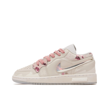 Custom Air Jordan 1 Light Milky Brown Pink Jelly Swoosh Low