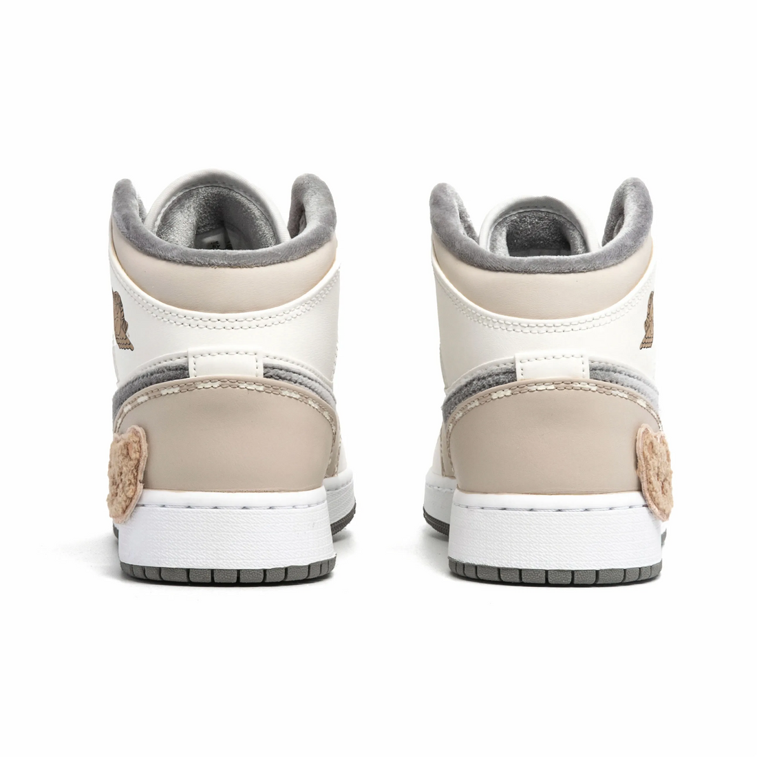 Custom Air Jordan 1 White Khaki Grey Paw Print