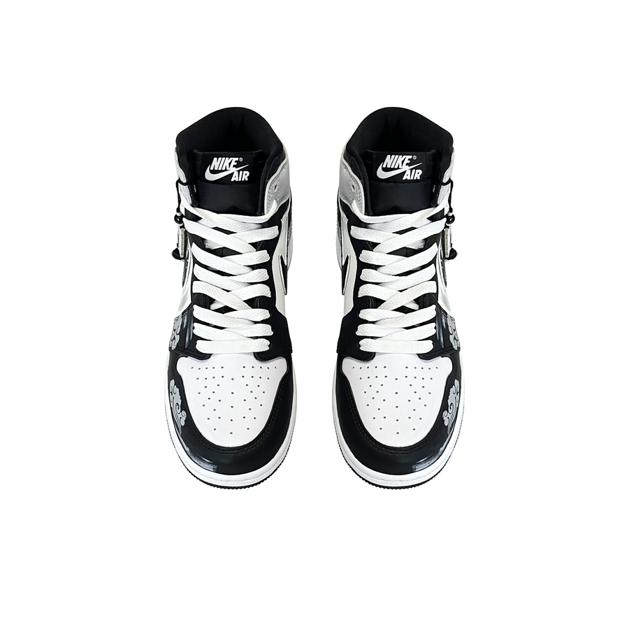 Custom Air Jordan 1 Black Grey Cloud Pattern High