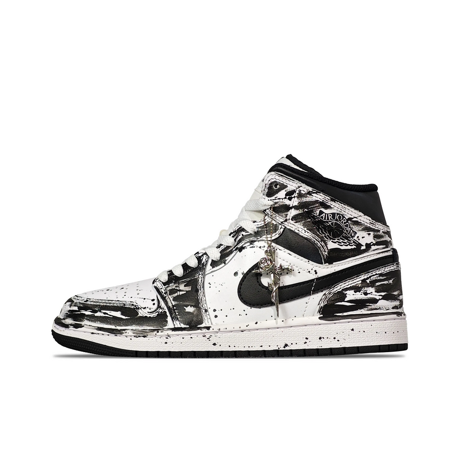 Custom Air Jordan 1 White Black Graffiti High