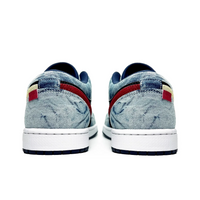 Custom Air Jordan 1 Black Beige Blue Denim Fabric Low