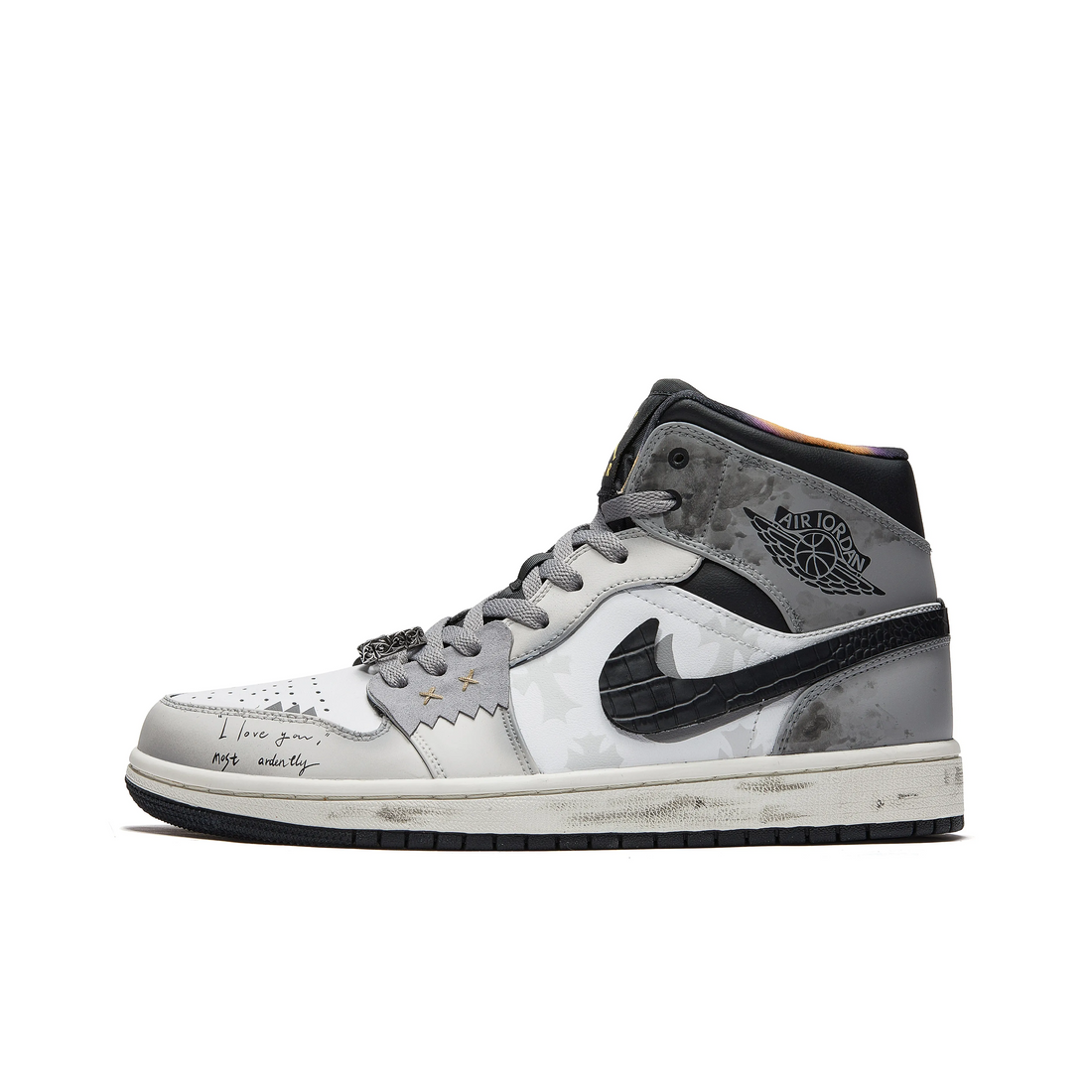 Custom Air Jordan 1 Grey Black Graffiti High