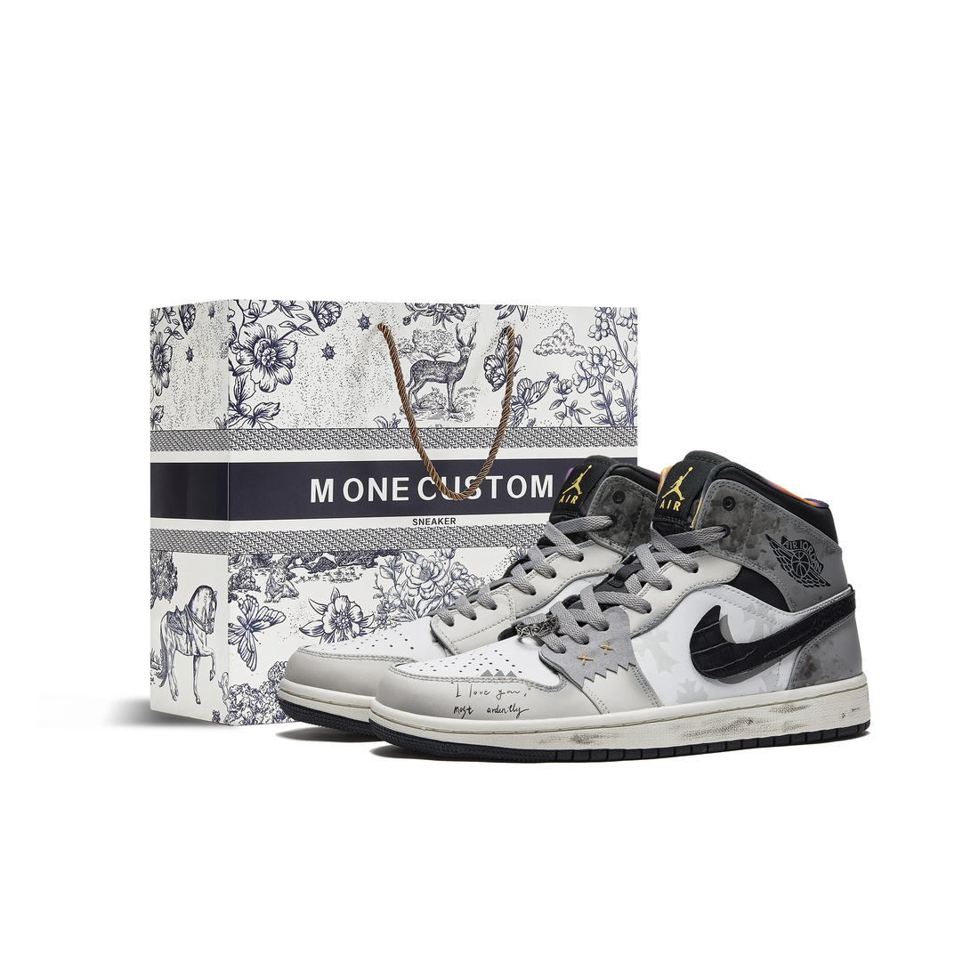 Custom Air Jordan 1 Grey Black Graffiti High