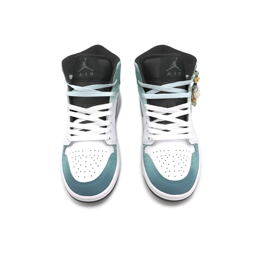 Custom Air Jordan 1 Cyan-blue Snake Scales