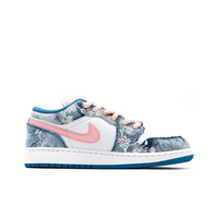 Custom Air Jordan 1 Blue Denim Fabric Pink Floral Print Low