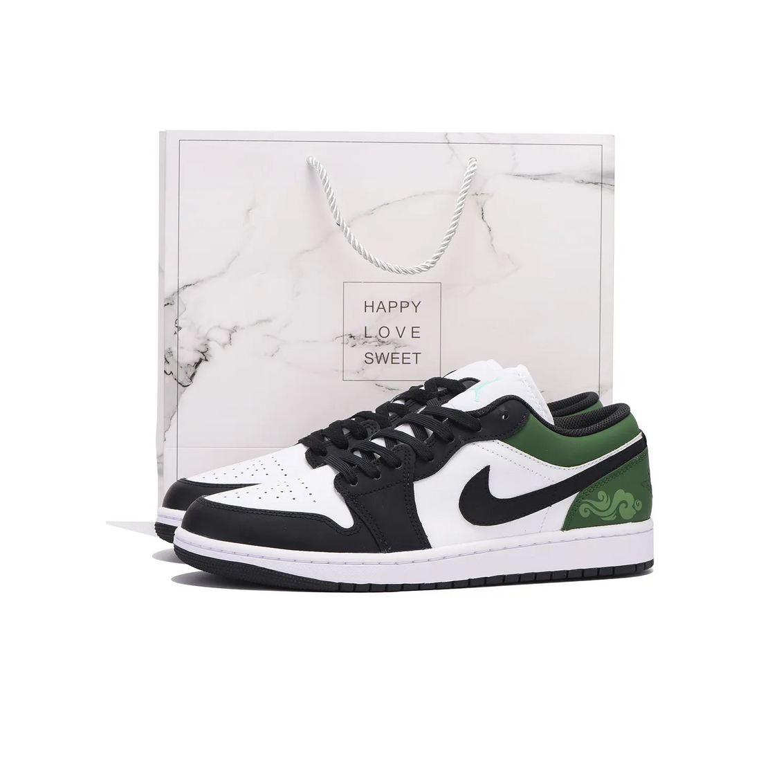 Custom Air Jordan 1 Black Green Low