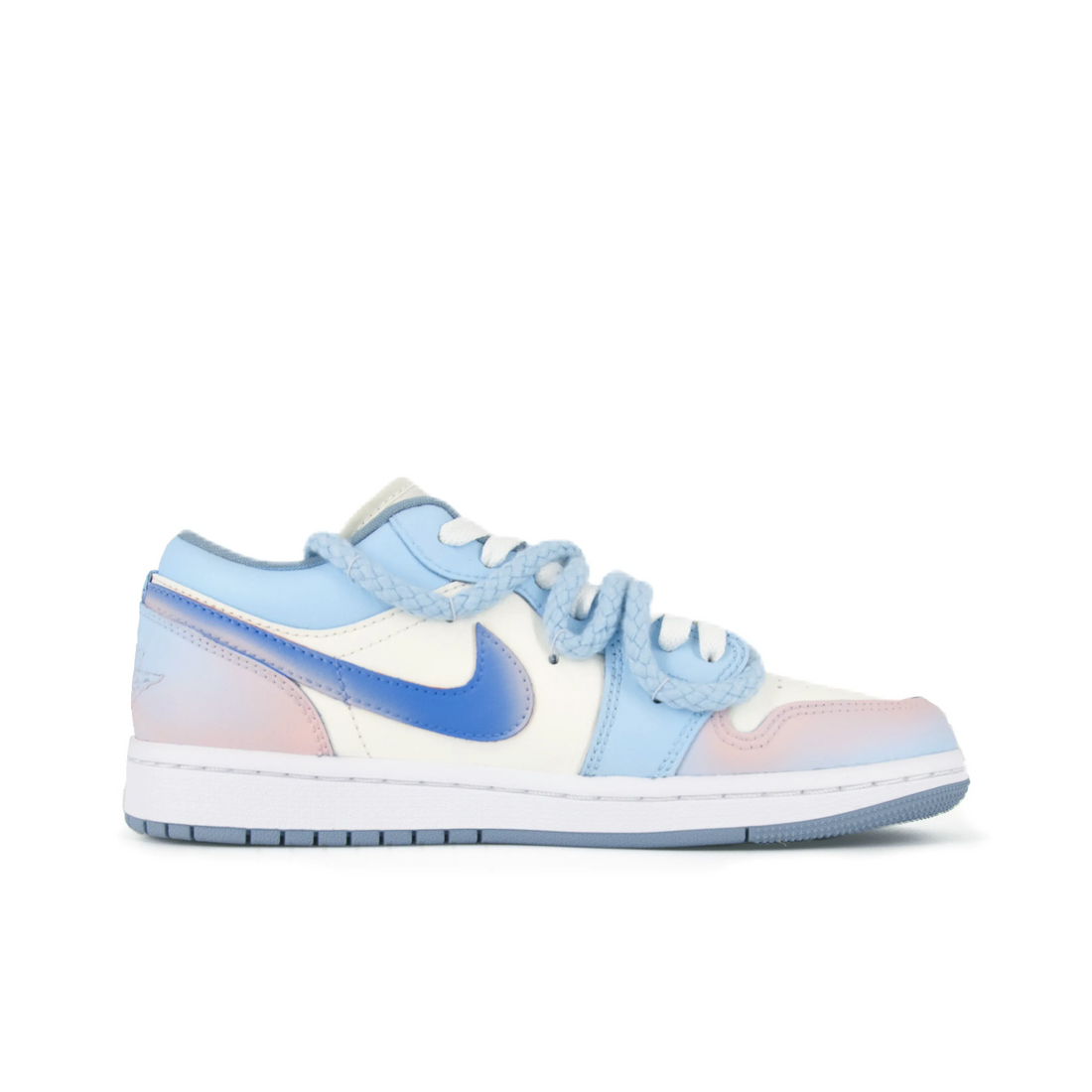 Custom Air Jordan 1 Pink Blue Gradient Cinnamon Dog Low