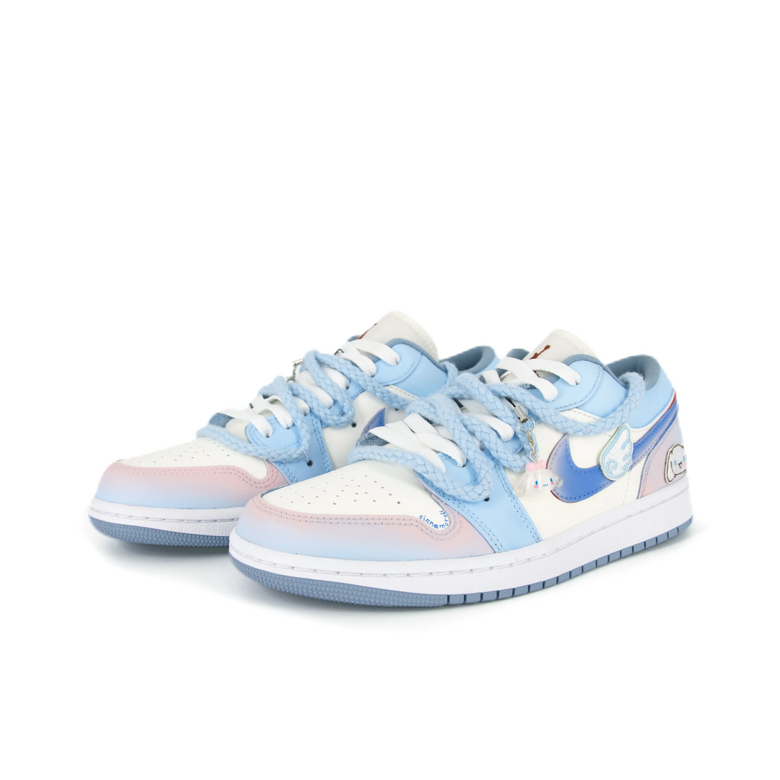 Custom Air Jordan 1 Pink Blue Gradient Cinnamon Dog Low