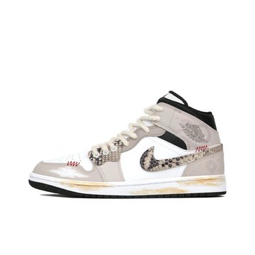 Custom Air Jordan 1 Grey Brown Black Snake Scales High