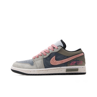 Custom Air Jordan 1 Grey Brown Pink Snake Scales Low