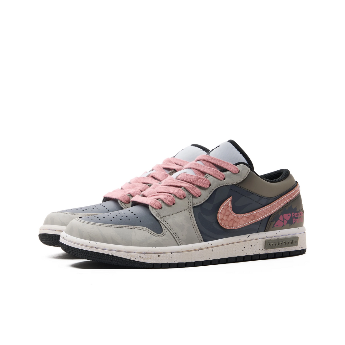 Custom Air Jordan 1 Grey Brown Pink Snake Scales Low