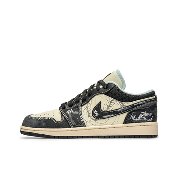 Custom Air Jordan 1 Beige Dark Grey Snake Bone Low