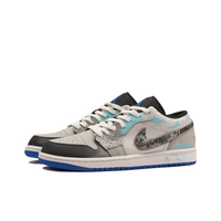 Custom Air Jordan 1 Off-white Grey Blue Graffiti Low