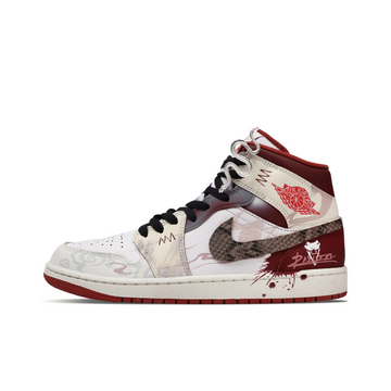 Custom Air Jordan 1 Red Beige Brown Snake Scales High