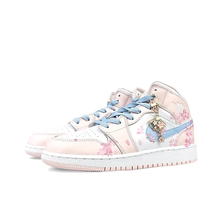 Custom Air Jordan 1 White Pink Cherry Blossoms