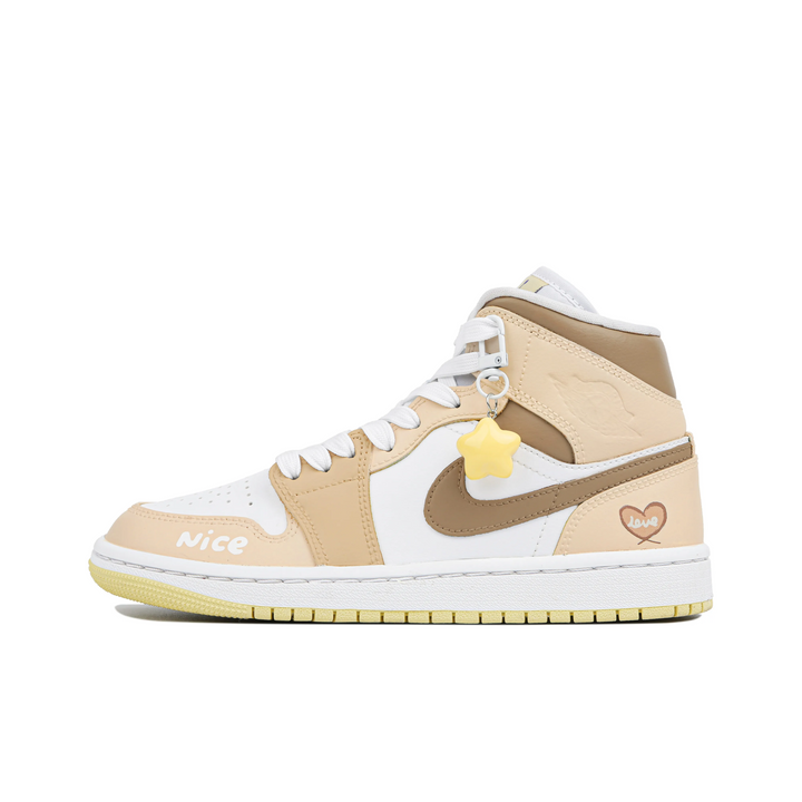 Custom Air Jordan 1 Light Orange Khaki Mid