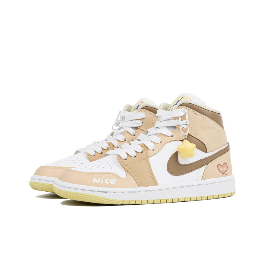 Custom Air Jordan 1 Light Orange Khaki Mid