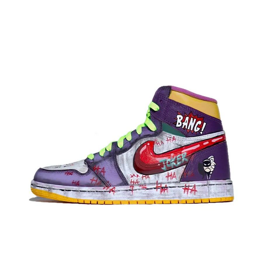 Custom Air Jordan 1 Purple Red Joker Theme Graffiti