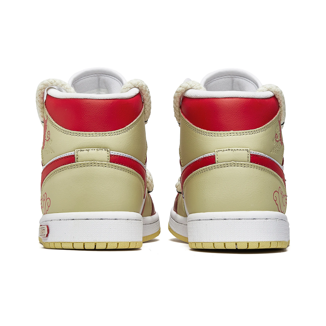 Custom Air Jordan 1 Beige Red Fish Scale Pattern