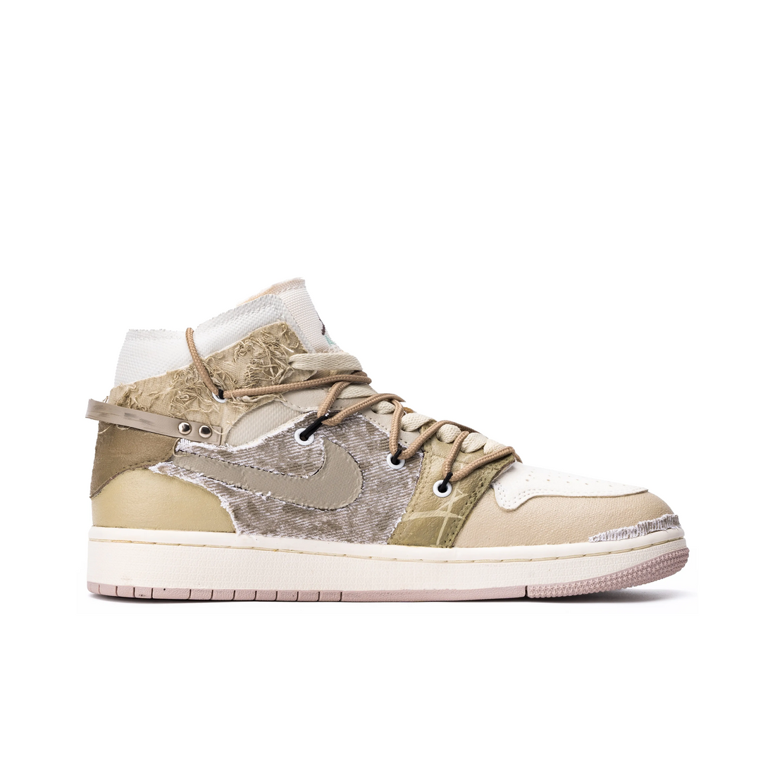 Custom Air Jordan 1 Khaki Black Deconstructivist Style