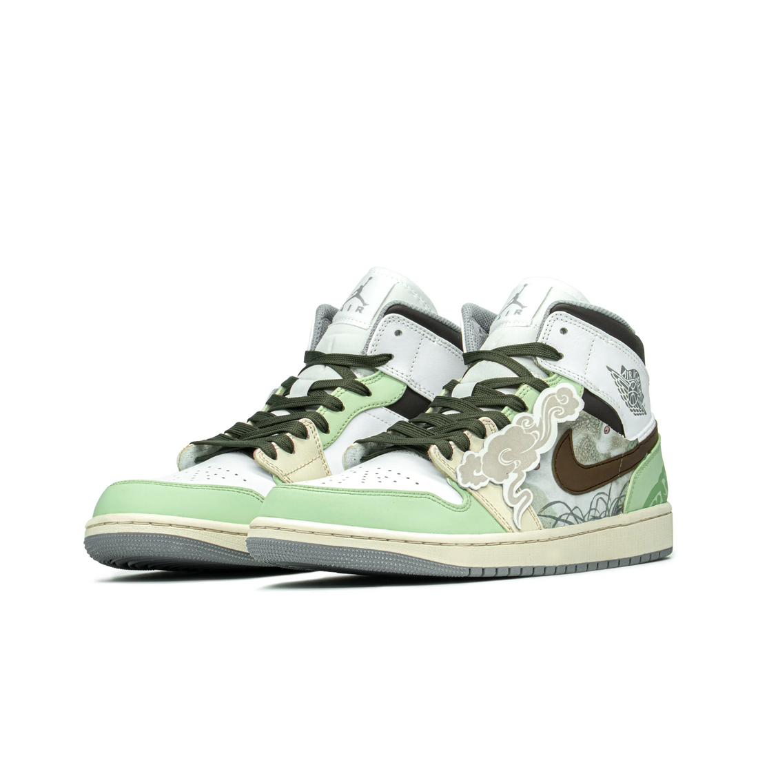 Custom Air Jordan 1 Green Khaki Grass And Bunny