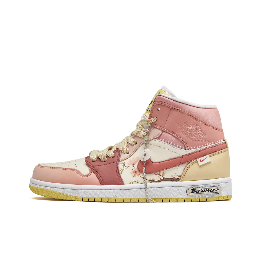 Custom Air Jordan 1 Khaki Pink Peach Blossom