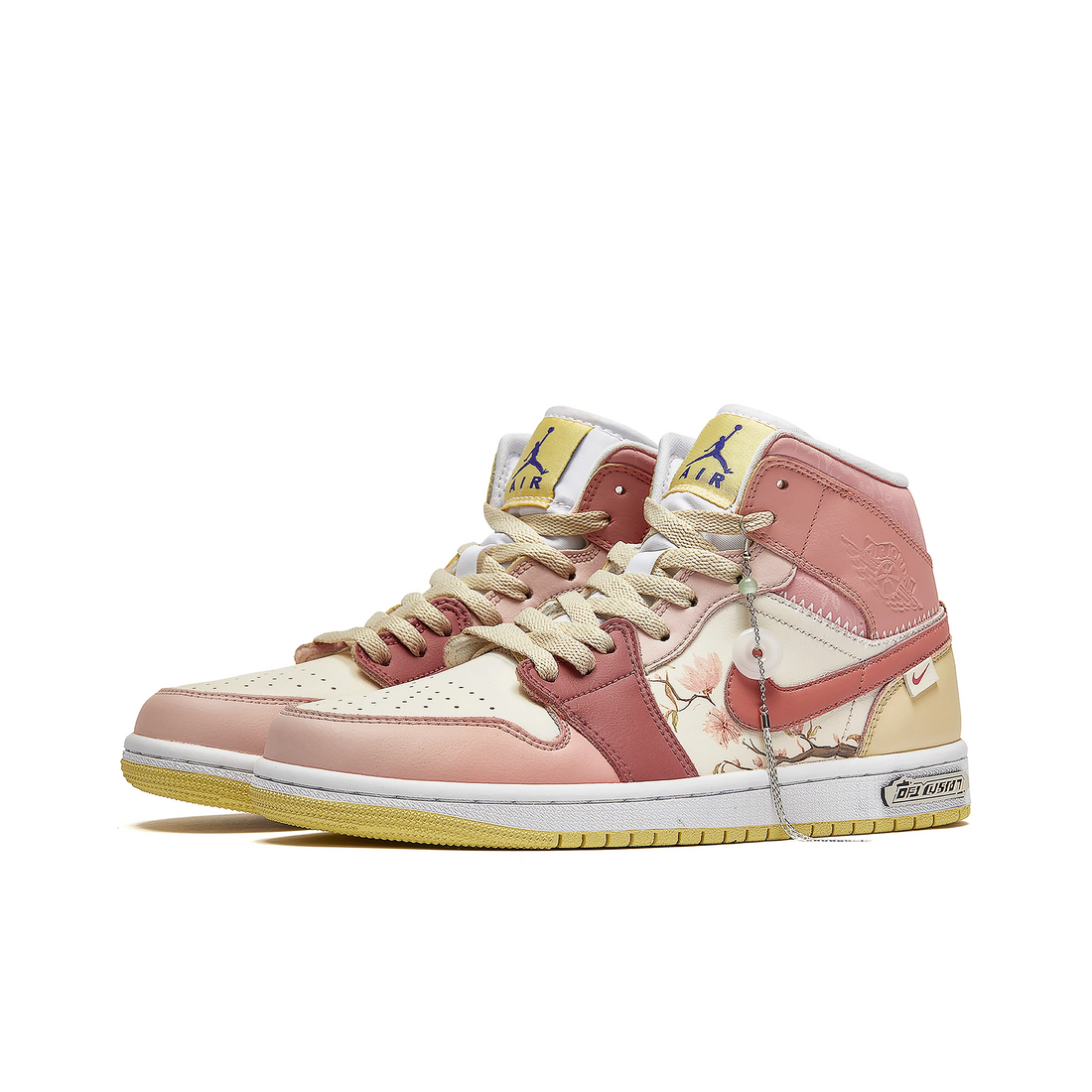 Custom Air Jordan 1 Khaki Pink Peach Blossom