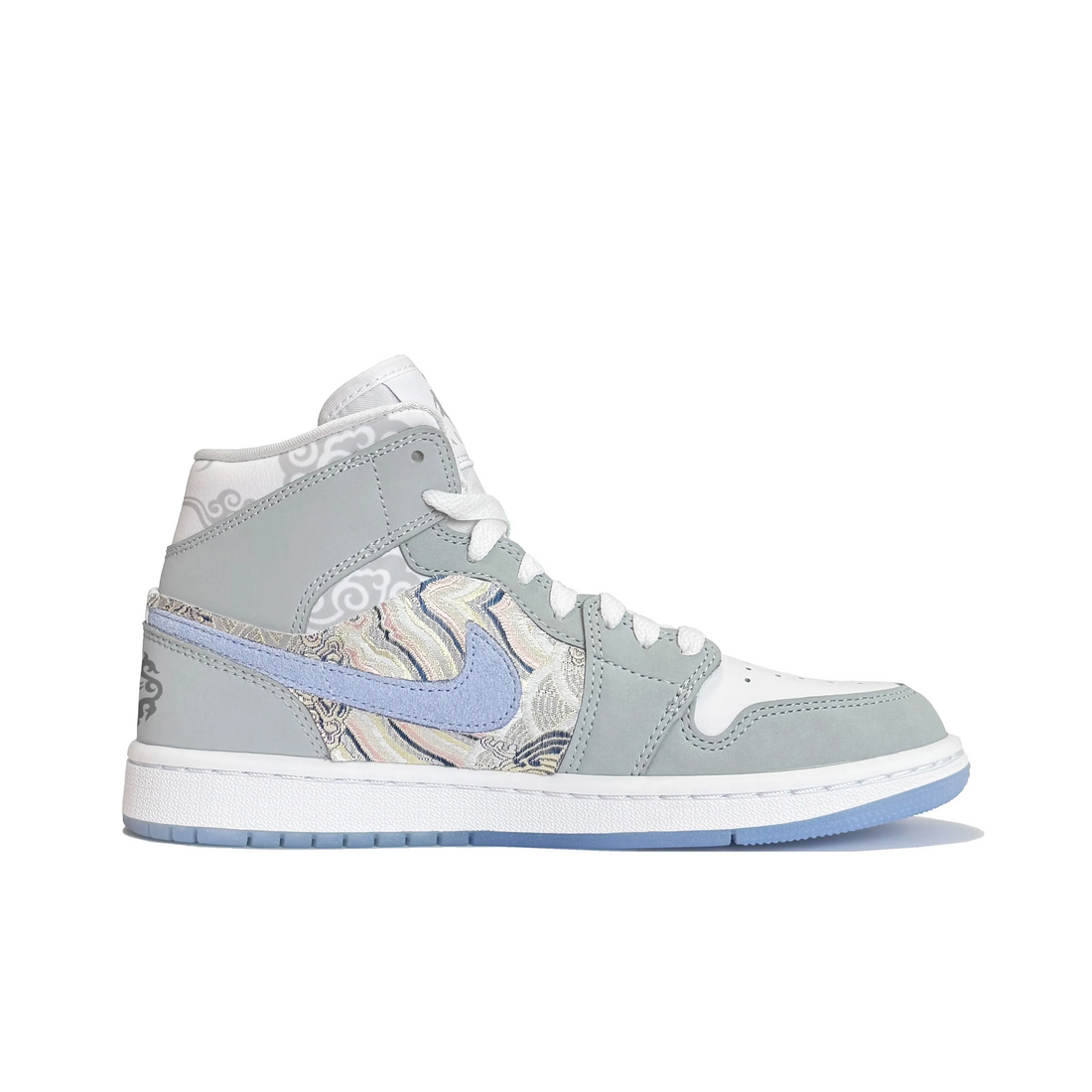 Custom Air Jordan 1 Grey Blue Swoosh