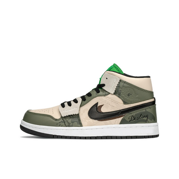 Custom Air Jordan 1 Beige Green Black