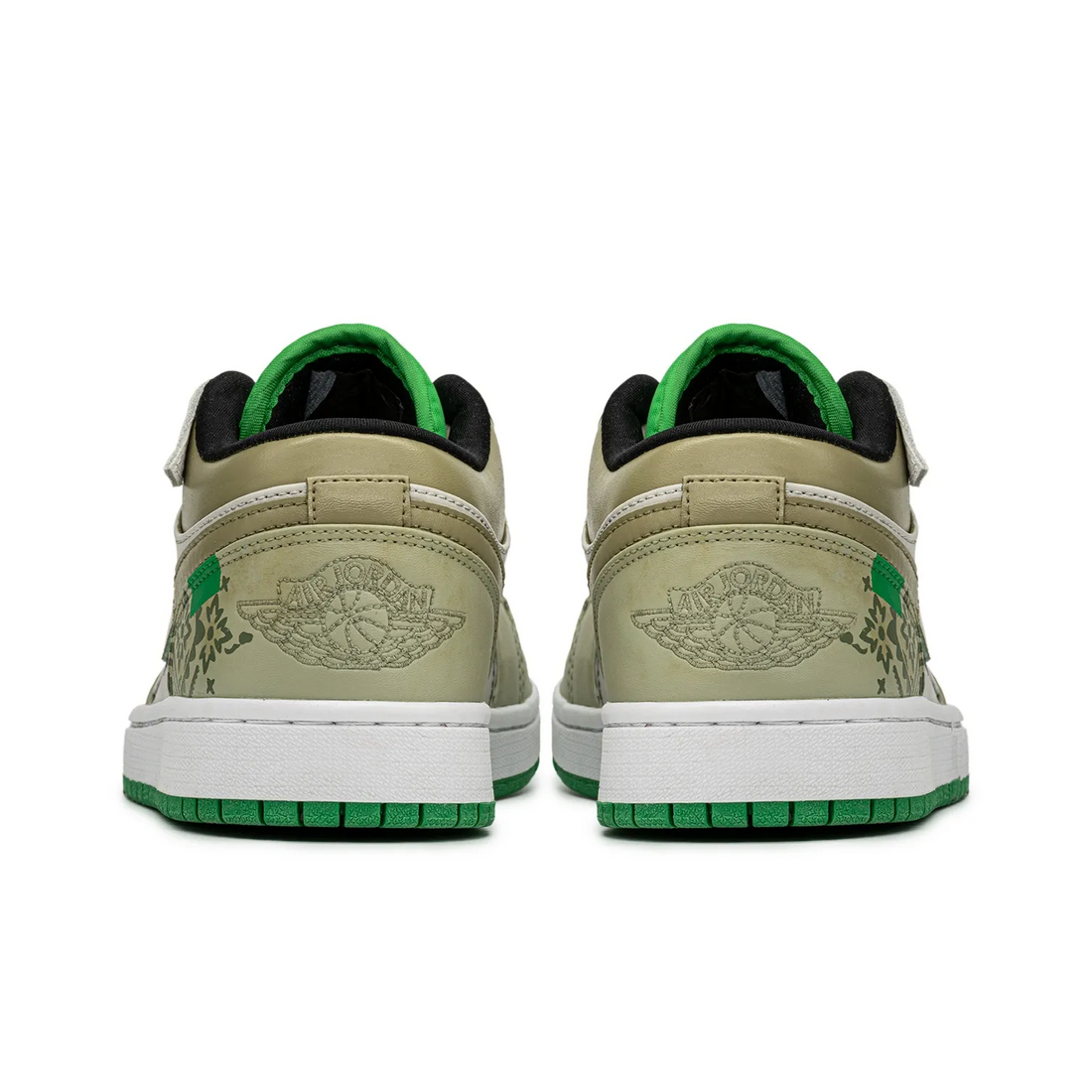 Custom Air Jordan 1 Beige Green Pattern Low