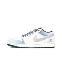 Custom Air Jordan 1 Blue White Grey Snake Theme Low