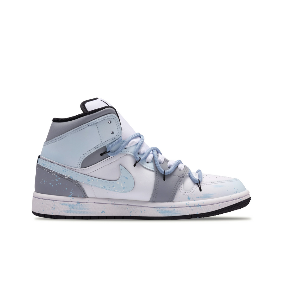 Custom Air Jordan 1 Blue White Grey Graffiti