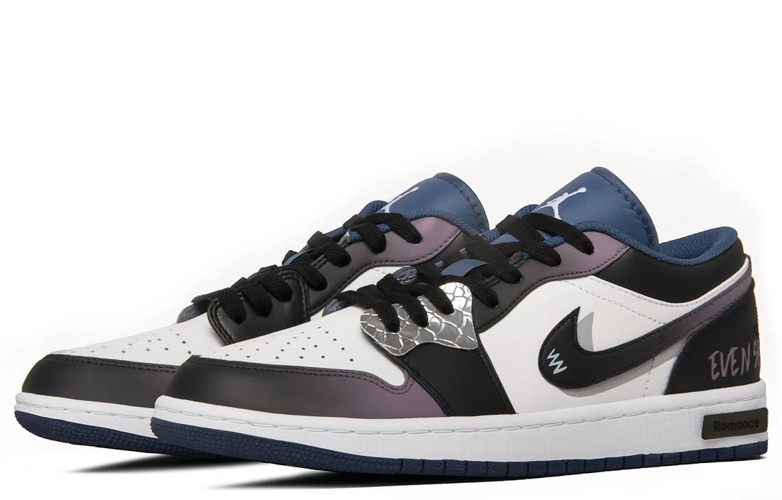 Custom Air Jordan 1 Black Purple Gradient White Low